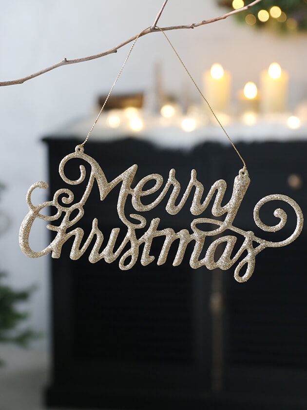 Merry ChristmasサインゴールドPlastic