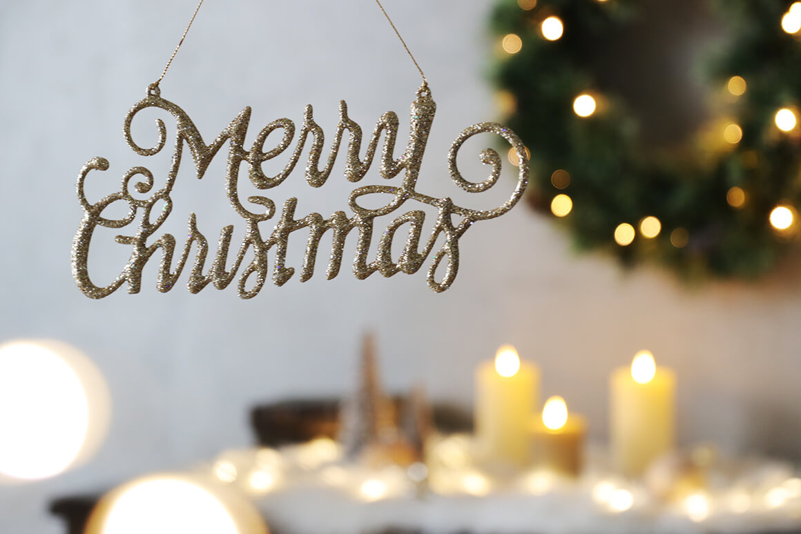 Merry ChristmasサインゴールドPlastic