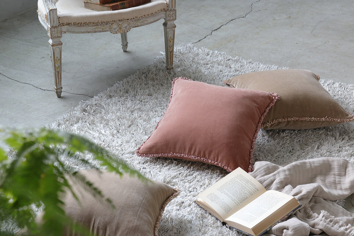 HaomyクッションカバーKOBE 45x45cmダスティピンク