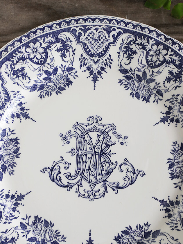 Gienǥʡץ졼Monogramme Depareillees Bleu Υ Gien Monogramme Depareillees Bleu Dinner Plate