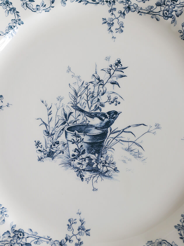 GienディナープレートOiseau Depareillees Bleu ジアンオアゾ— Gien Oiseau Depareillees Bleu Dinner Plate