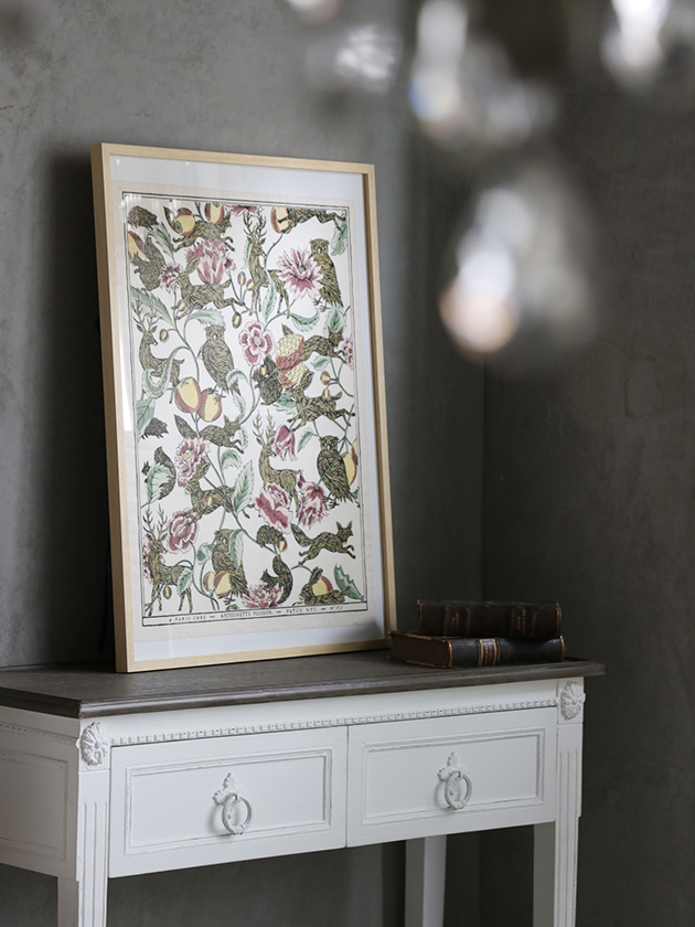 装飾額縁　上村松篁　陶板額　【鳳凰木】限定80部 木製額縁木目 54.5x72.7cm