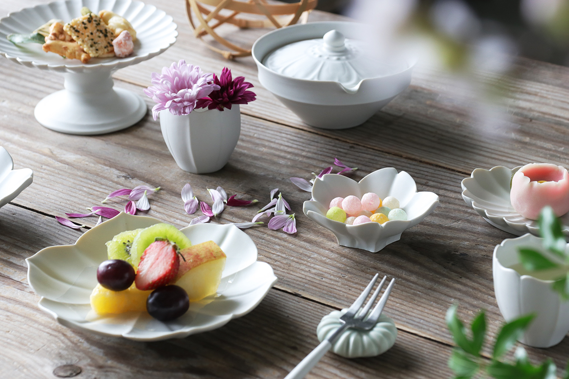 臼杵焼 稜花 さくら 豆皿 ホワイト
