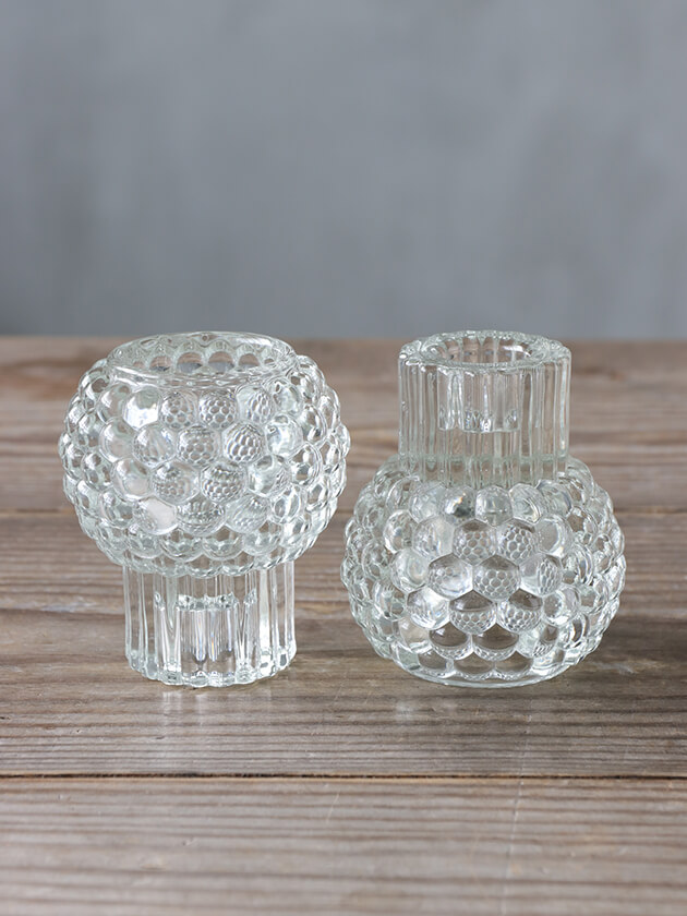 Sache エンボスガラスキャンドルホルダーリバーシブル