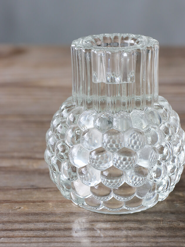 Sache エンボスガラスキャンドルホルダーリバーシブル