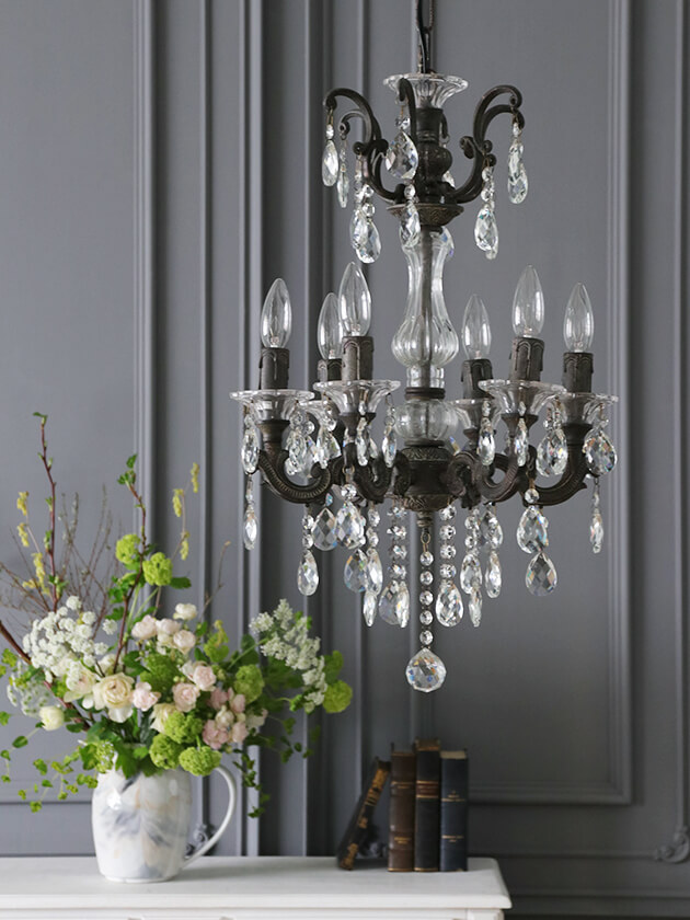 SGDシャンデリア6灯シャビーグレー