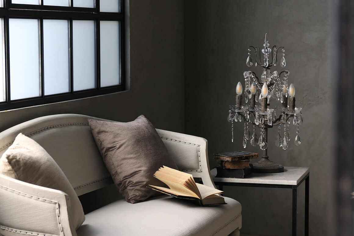 SGDシャンデリアスタンドランプLinda5灯シャビーグレー- サラグレース-