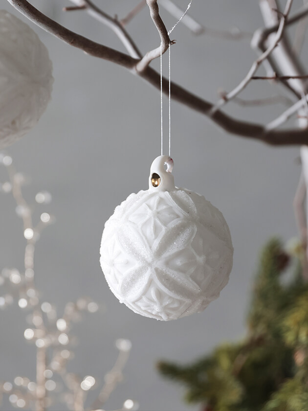 ShishiガラスボールFloralホワイト8cm