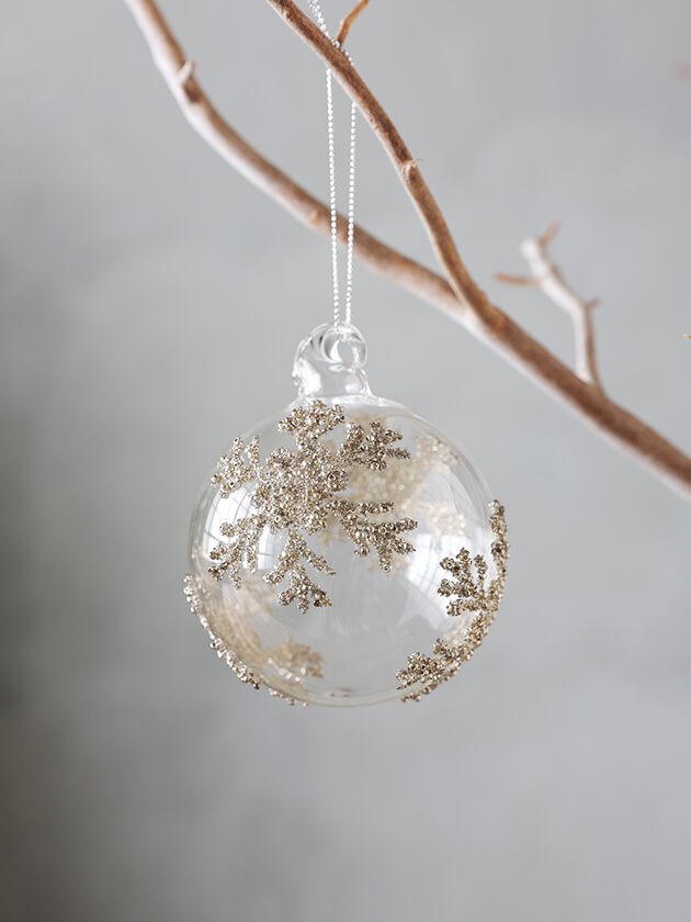 オーナメント手書き9㎝ガラスボール ShishiガラスボールSnowFlakes 8cm