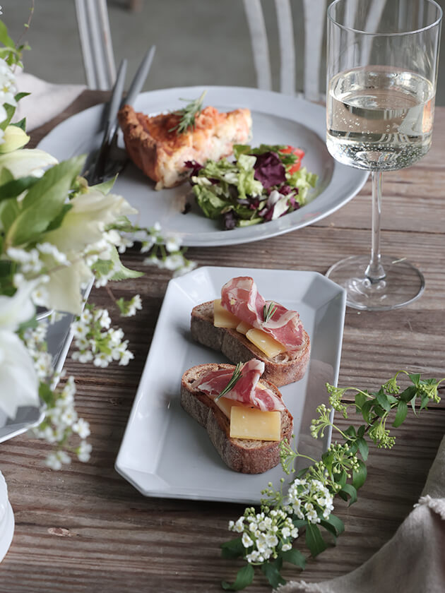 レクタングルプレートFleur M 25cm オフホワイト