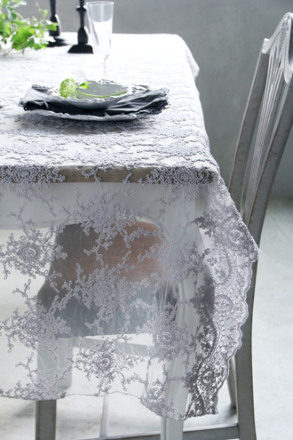 「Chez moi」テーブルクロス　ライトグレー Chez moiテーブルクロスCorinzioライトグレー シェモア ～ サラグレース