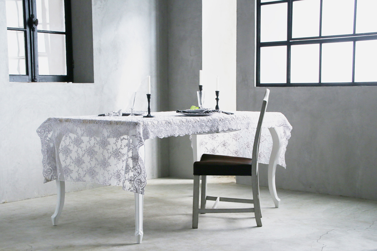 Chez moiテーブルクロスCorinzioライトグレー シェモア ～ サラグレース
