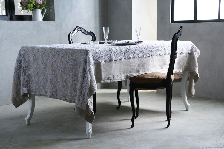 「Chez moi」テーブルクロス　ライトグレー Chez moiテーブルクロスCorinzioライトグレー シェモア ～ サラグレース