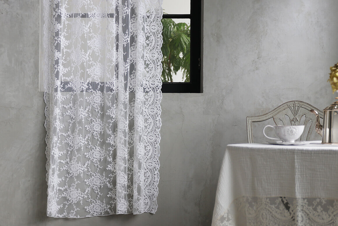 Chez moiカーテンCorinzioホワイト120x220cm シェモア ～ サラグレース