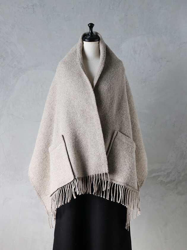 LAPUAN KANKURITポケットショールUNIメランジェベージュ60x170cm