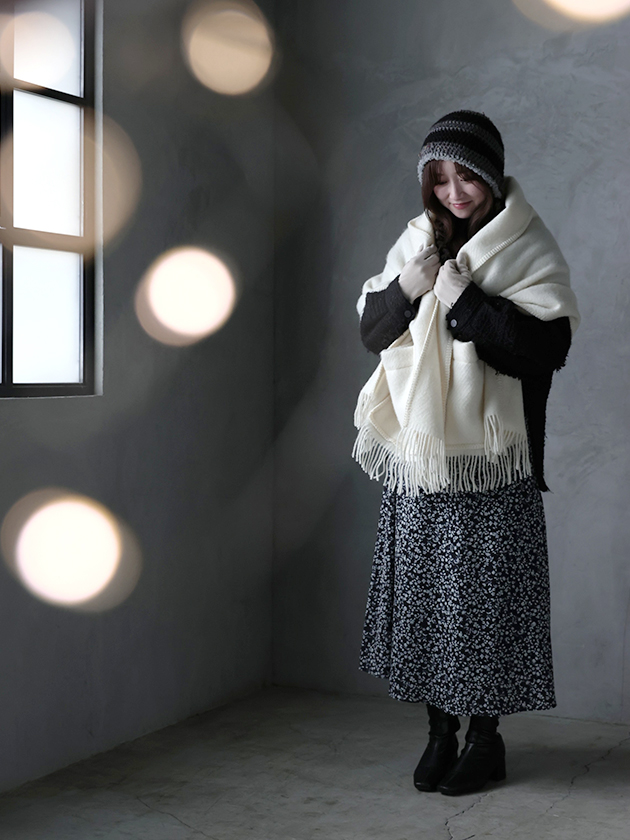 LAPUAN KANKURITポケットショールMARIAホワイト60x180cm