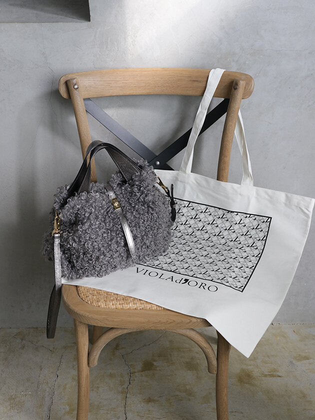 VIOLAd'OROバッグELMOグレーxシルバー(8938)