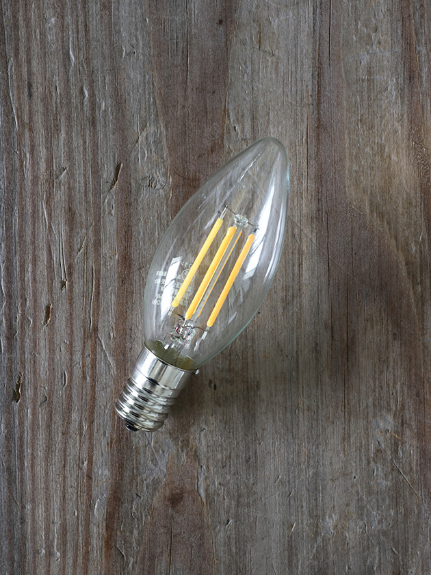 LEDシャンデリア電球(クリアガラス)口径E17