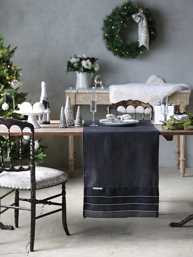 Borgo delle tovaglieランナーRIVIERA 180x50cmダークグレー