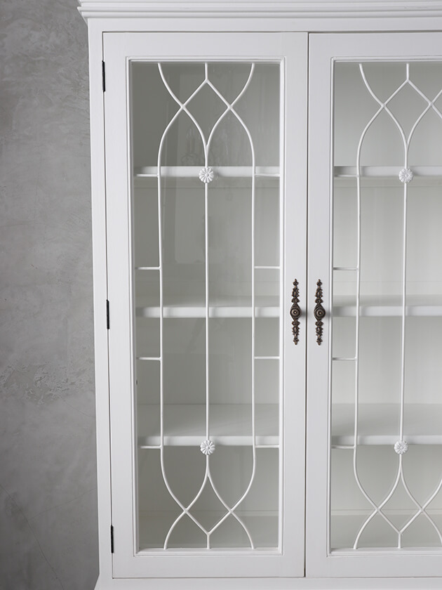 ガラスキャビネット ホワイト アンティーク 2026年4月入荷予定》 Sophieフレンチキャビネット ホワイト