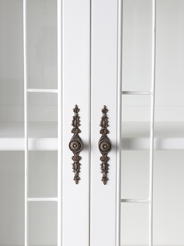 訳あり品【68】フレンチ調ホワイトガラスキャビネットテレビ台姫系洋