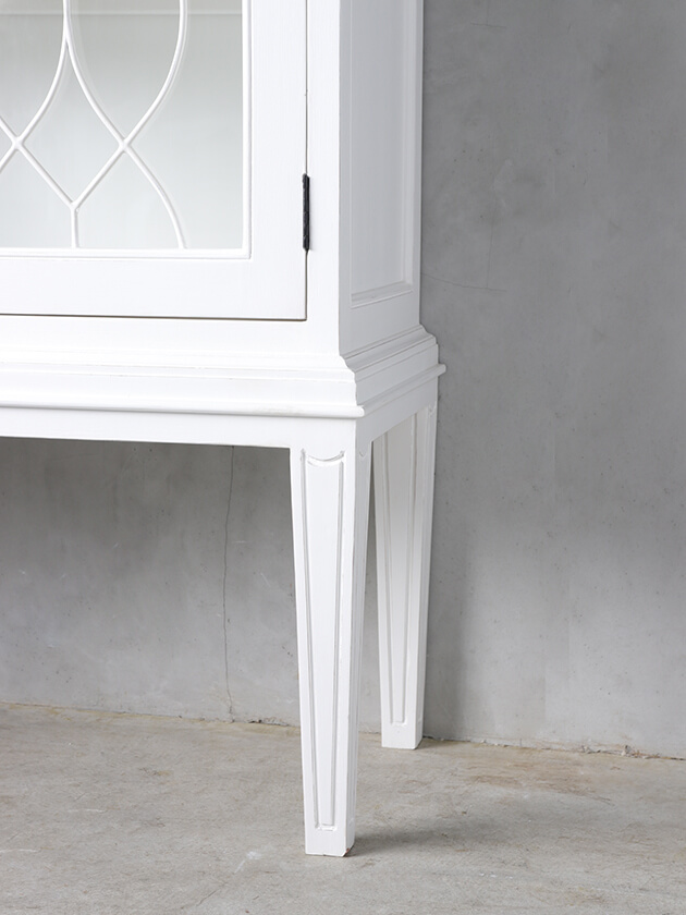 フレンチシャビー ホワイトキャビネット フレンチシャビー脚付きホワイトキャビネット【Diana】扉＋