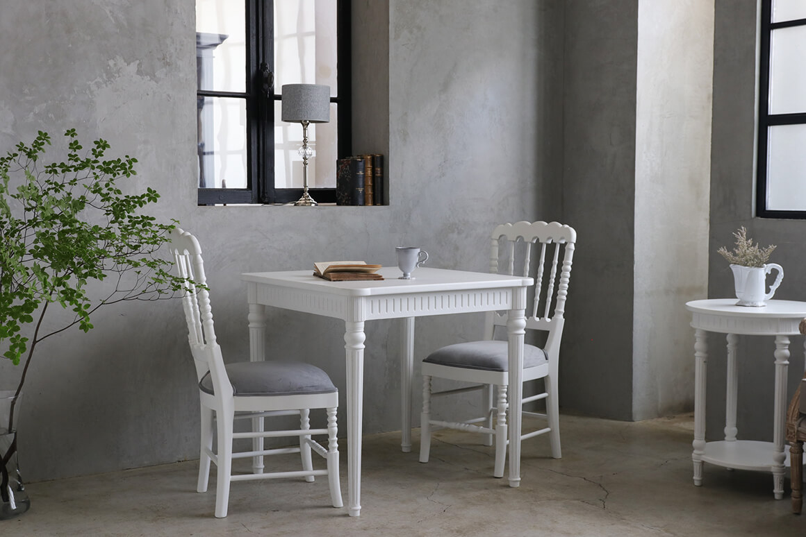 MirageダイニングテーブルスクエアJulia 80cmホワイト