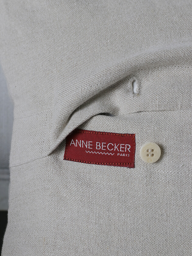 Anne Beckerリネンクッションカバーブランチホワイト40x40cm アンベッカー