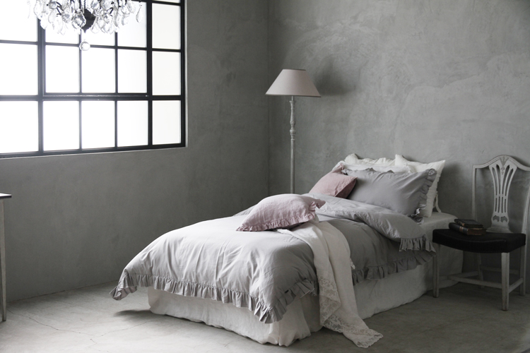 Sarah Grace掛け布団カバーLenaライトグレー コットン|フランスや