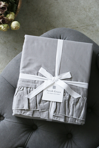 Sarah Grace掛け布団カバーLenaライトグレー コットン|フランスや