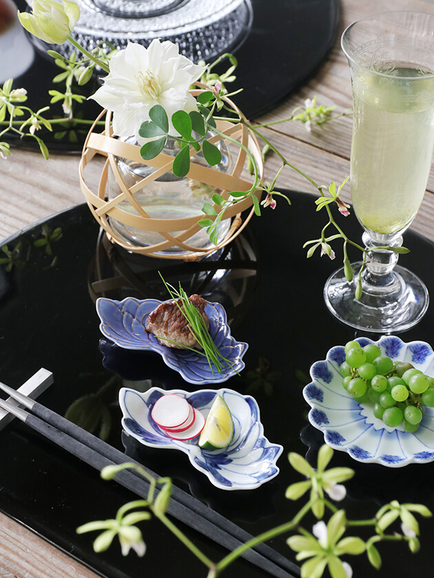 おそばの薬味などを入れる小さなお皿の菊花形手塩皿